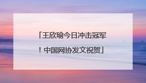 王欣瑜今日冲击冠军！中国网协发文祝贺